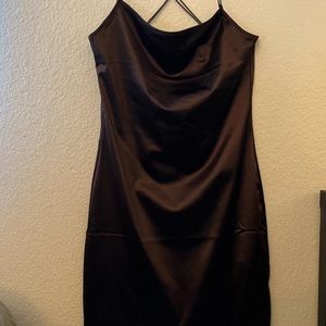 h&m brown satin slip dress
